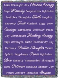 “Word Hugs” Purple Tapestry Throw